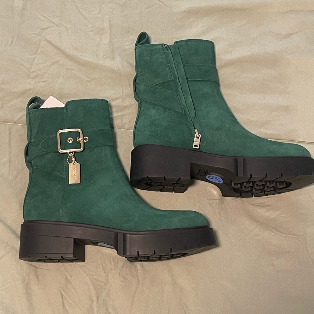Coach green suede Lacey Bootie